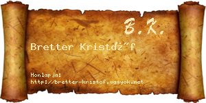 Bretter Kristóf névjegykártya